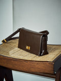 Reiss Aletta taupe leather twist-lock shoulder bag - British product