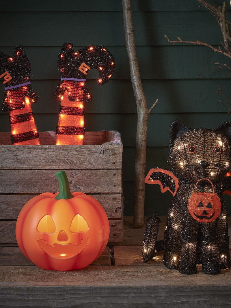 Lights4fun black cat Halloween decoration 39cm, UK version