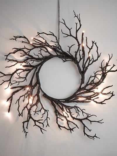Next Lights4fun Pre Lit Black Twig Halloween Wreath 40cm- Buy online at McGrocer