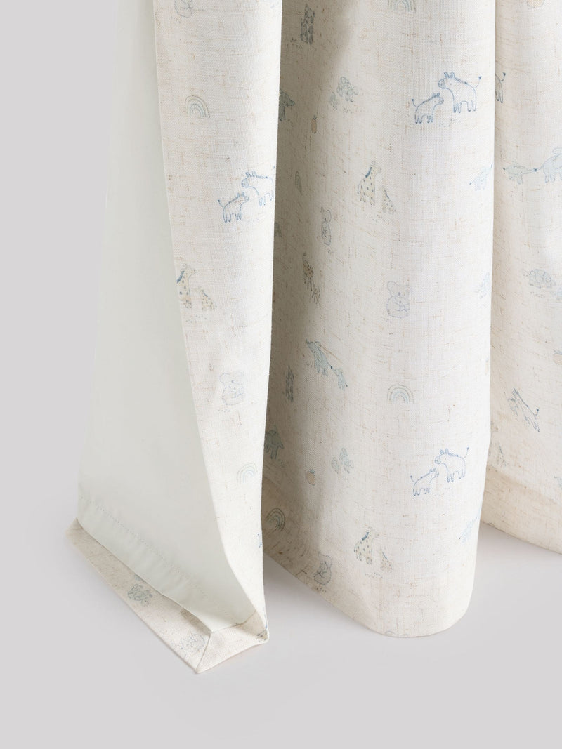 Neutral mini jungle eyelet blackout curtains (British brand)