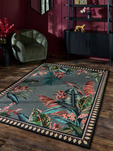 Next Grey Washable Tropical Border Rug- Buy online at McGrocer