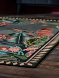 Grey washable tropical border rug, imported from the UK