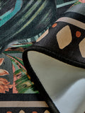 Grey washable tropical border rug, imported from the UK