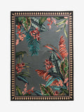 Grey washable tropical border rug, imported from the UK