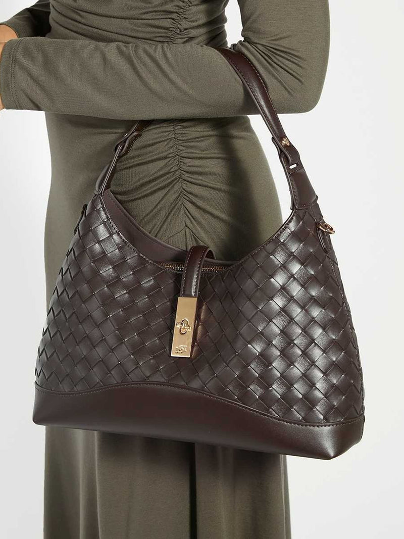 Dune London brown medium turnlock shoulder bag (British brand)