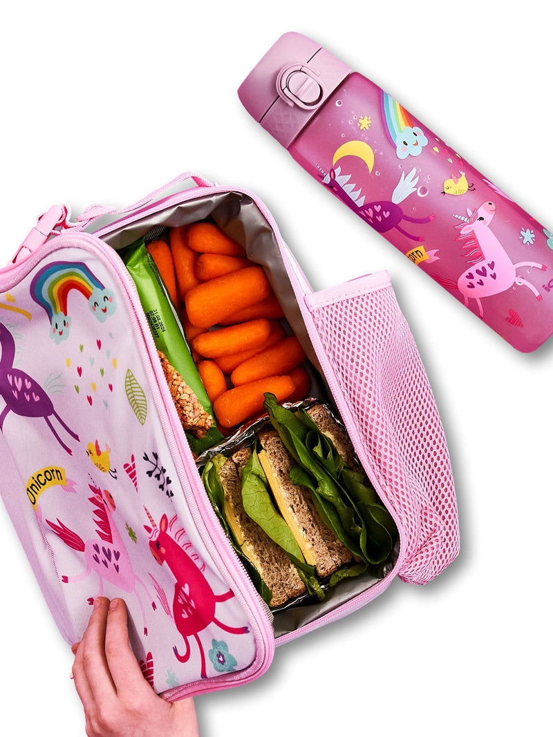 ION8 Unicorns lunch bag and leak proof water bottle bundle, UK version