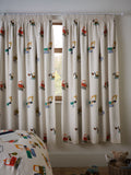 Neutral Diggers pencil pleat blackout curtains, imported from the UK