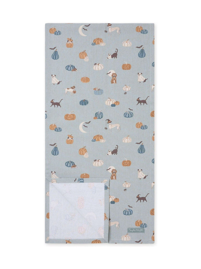 Sophie Allport Soft Teal Paws & Pumpkins table runner 280cm x 35cm (British brand)