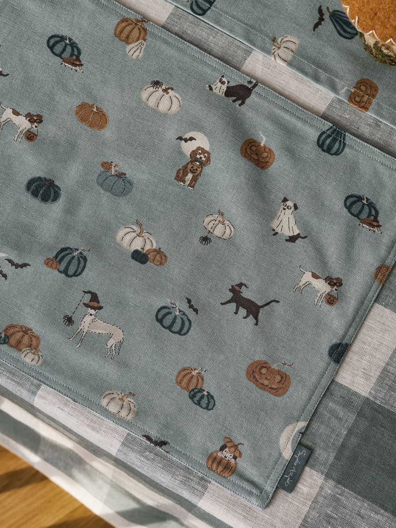 Sophie Allport Soft Teal Paws & Pumpkins placemats set of 2 30x40cm (British brand)