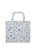 Sophie Allport folding shopping bag with soft teal Paws and Pumpkins design - British product