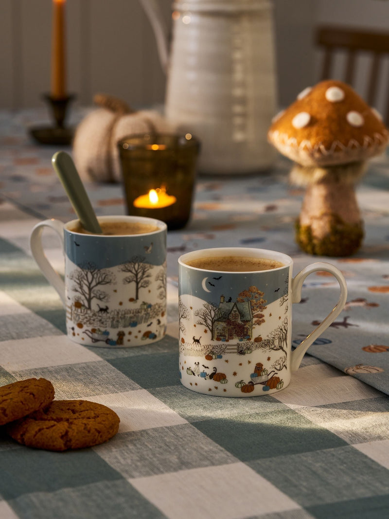 Sophie Allport Soft Teal Paws & Pumpkins mug Standard 275ml (British brand)