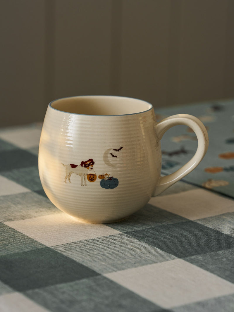Sophie Allport Soft Teal Paws & Pumpkins stoneware mug 500ml (British brand)