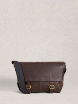 Next White Stuff Brown Connor Leather Messenger Bag- Buy online at McGrocer