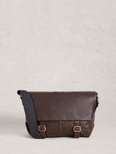 Next White Stuff Brown Connor Leather Messenger Bag- Buy online at McGrocer