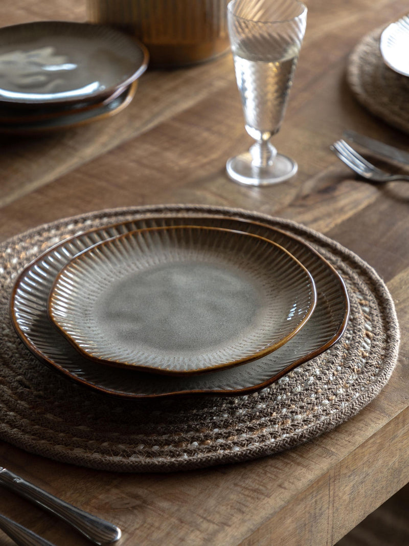 Gallery Home Stone Rita Ridged ceramic side plates set of four 22cm, UK version