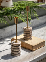 Next Gallery Home Set of 2 Natural Marble Candle Sticks- Buy online at McGrocer