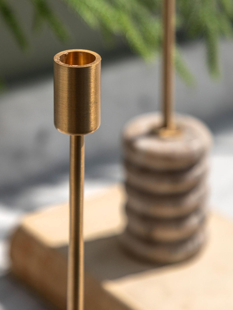 Gallery Home natural marble candle sticks set of 2, UK version