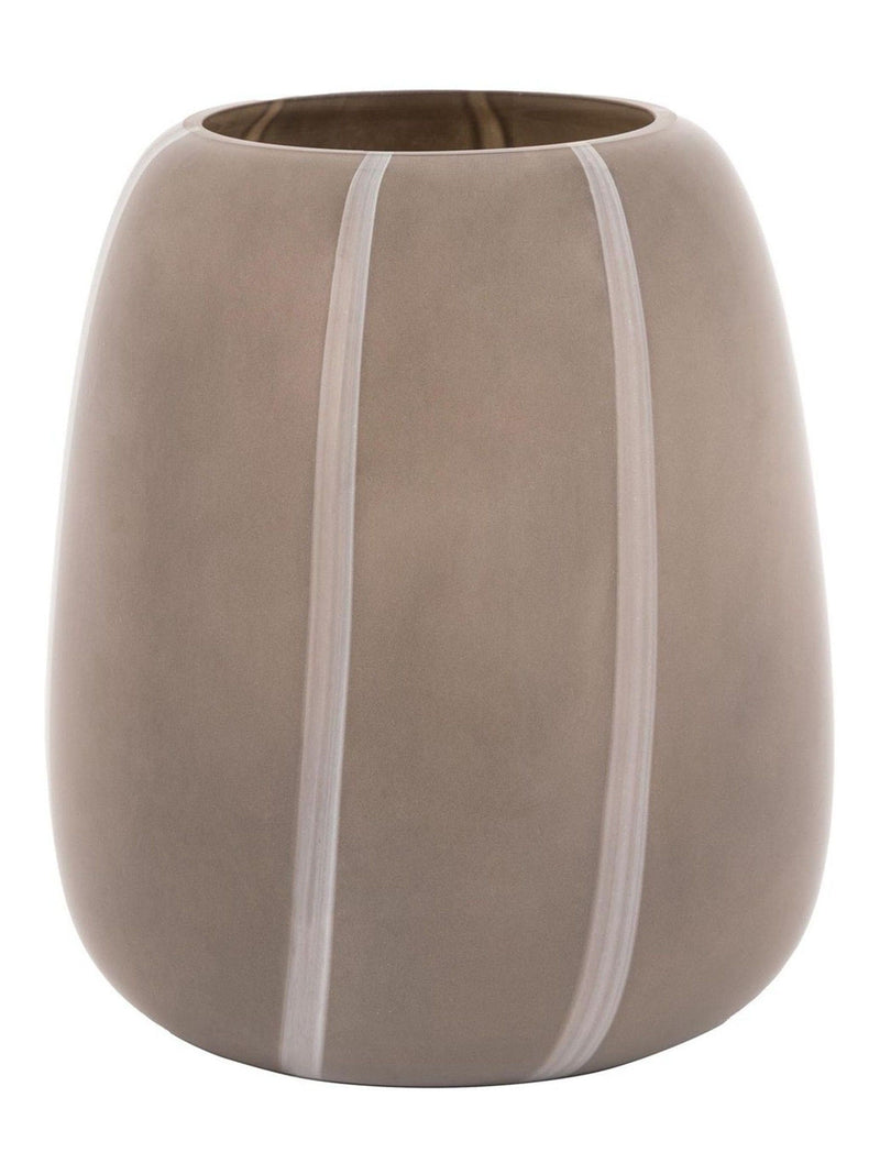 Gallery Home taupe striped glass vase 22cm, UK version