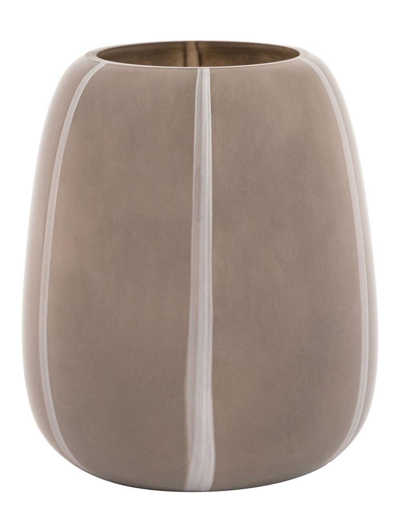 Gallery Home taupe striped glass vase 22cm, UK version