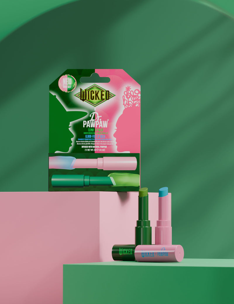 Dr Pawpaw Wicked lip balm duo Glinda-fied and Elphie - British product