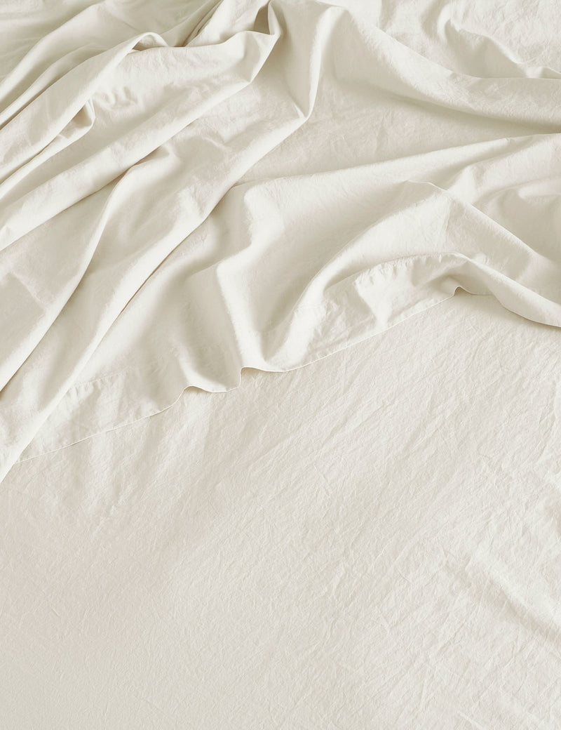 Bedfolk washed cotton flat sheet 300 thread count, imported from the UK