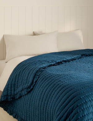 Washed Cotton Quilted Ruffle Bedspread Home Bedding