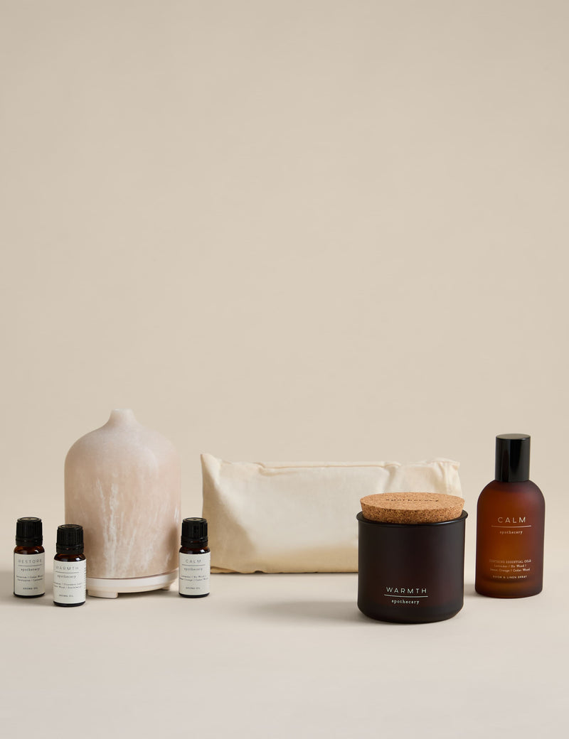 Apothecary Wellbeing Gift Set with diffuser and aroma oils (British brand)