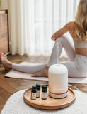 NEOM Wellbeing Pod aromatherapy diffuser with ceramic cover and wood base (British brand)