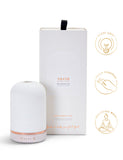 NEOM Wellbeing Pod aromatherapy diffuser with ceramic cover and wood base (British brand)
