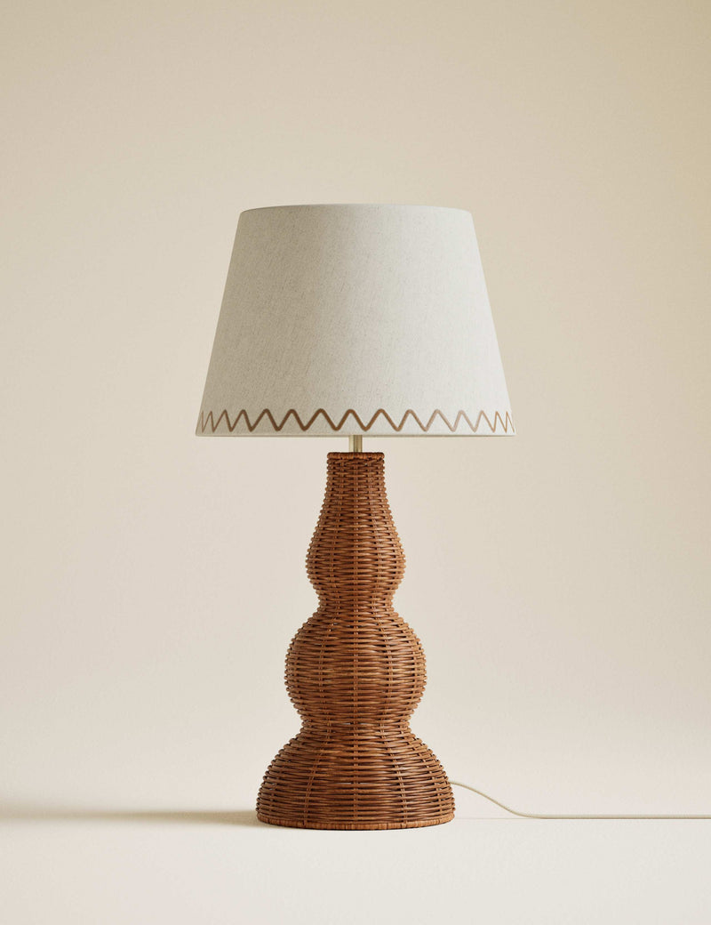Wicker graduated base table lamp, imported from the UK
