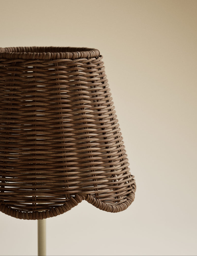 Wicker scallop rechargeable table lamp (British brand)