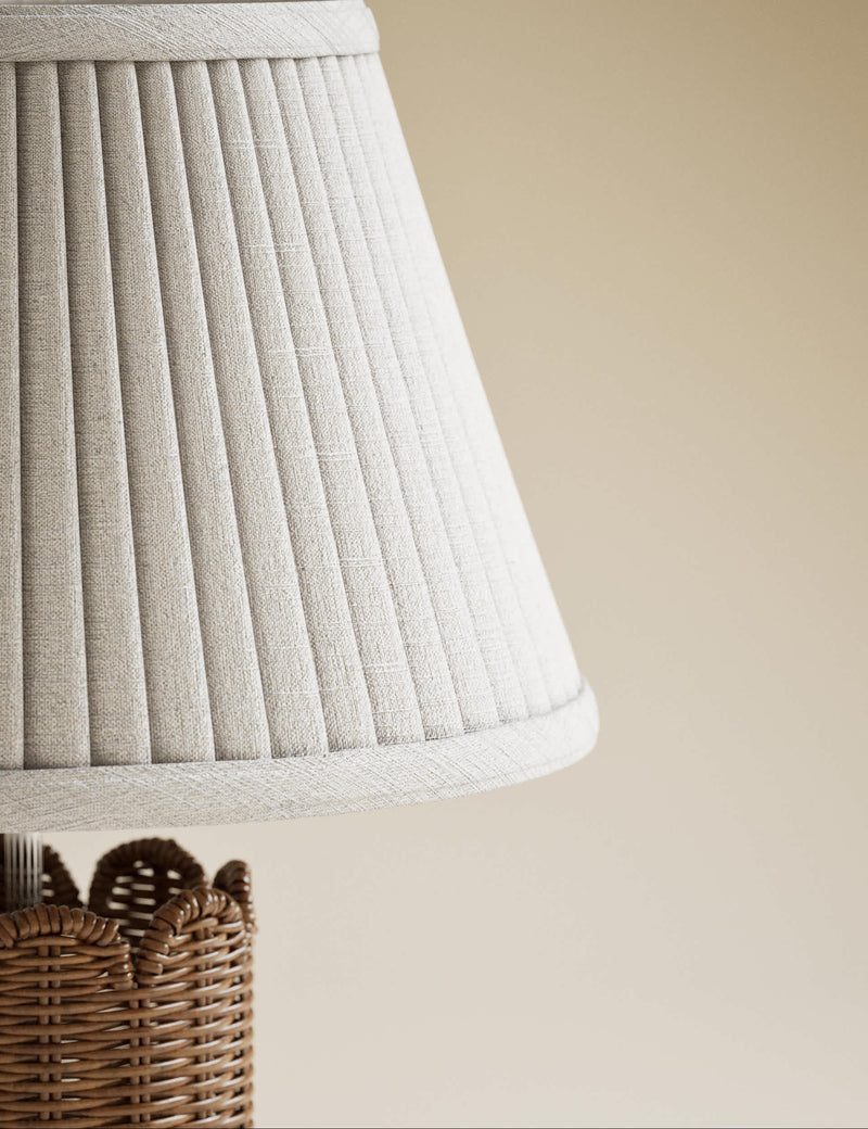 Wicker scalloped table lamp with pleated shade 41cm (British brand)