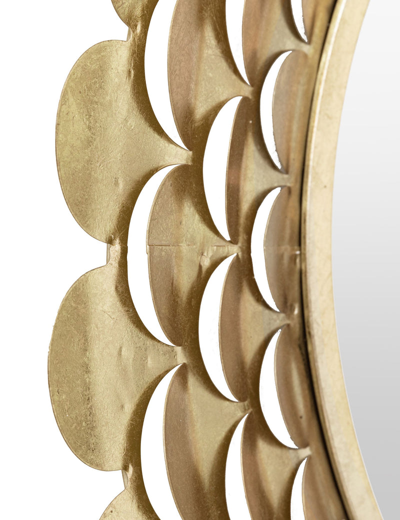 Gallery Direct large round gold-tone scallop wall mirror 91cm - British product