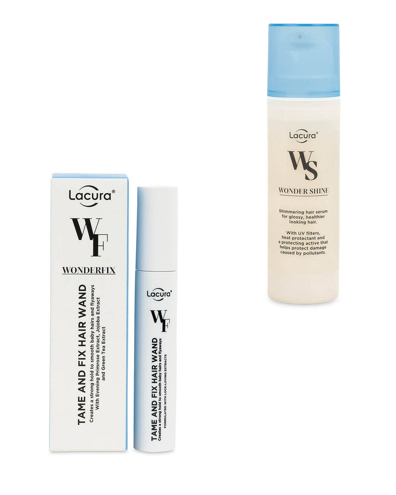 Lacura Wonder Shine serum, Tame and Fix wand, imported from the UK