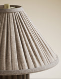 Wood Ribbed Round Table Lamp with chunky base (British brand)