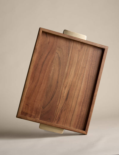 M&S Wooded Ribbed Tray Wooden Serving Tray 47x33x35cm- Buy online at McGrocer