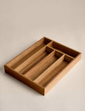 Wooden kitchen drawer organiser with five sections, UK version