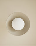 Wooden ribbed wall light with glass shade, imported from the UK