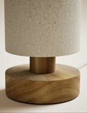 Wooden table lamp 28cm with textured shade, imported from the UK