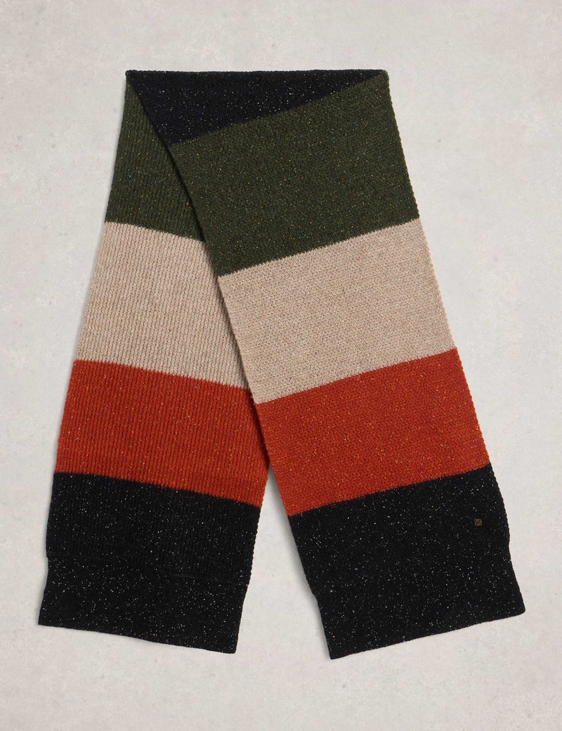 White Stuff wool rich colour block knitted scarf, imported from the UK
