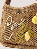 Monsoon woven embroidered shoulder bag with pom pom charm - British product