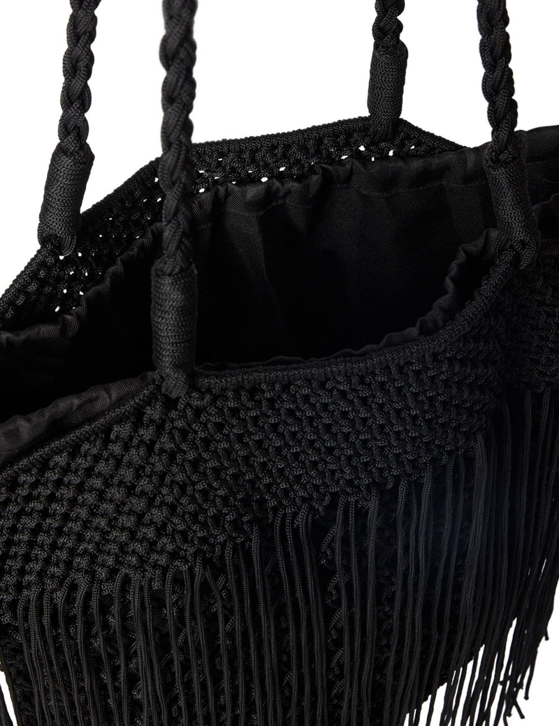 Whistles woven fringed tote bag, imported from the UK