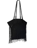 Whistles woven fringed tote bag, imported from the UK