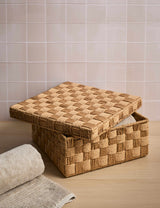 M&S Woven Jute String Medium Square Storage Box with Lid 30x30cm- Buy online at McGrocer
