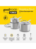 Good Food 3 Piece Stainless Steel Saucepan Set