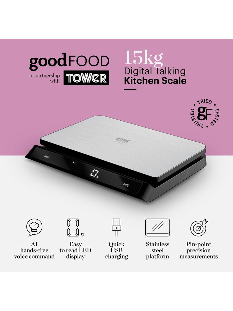 Good Food black digital talking kitchen scale - British product