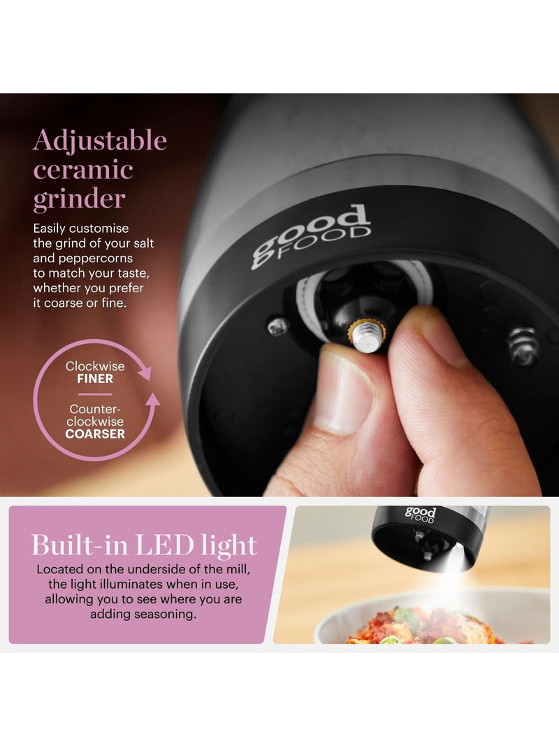 Good Food black duo salt and pepper mill, imported from the UK