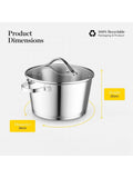 Good Food Stainless Steel Casserole Pan with Tempered Glass Lid