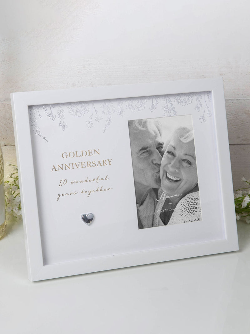 Widdop white amore golden anniversary photo frame 4x6 inch (British brand)