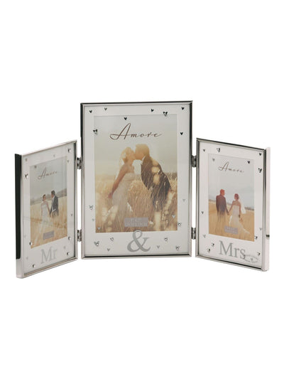 Next Amore by Juliana Silver Triple Hinged Photo Frame 'Mr & Mrs'- Buy online at McGrocer
